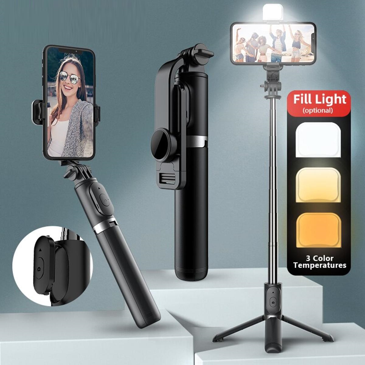 K-28}Long Video Stand Cum Selfie Stick Tripod with Remote - 360° Rotation Phone